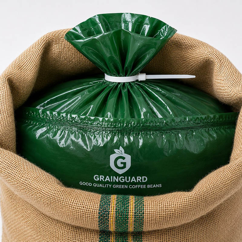 Saco hermético de grãos de café com forro de juta