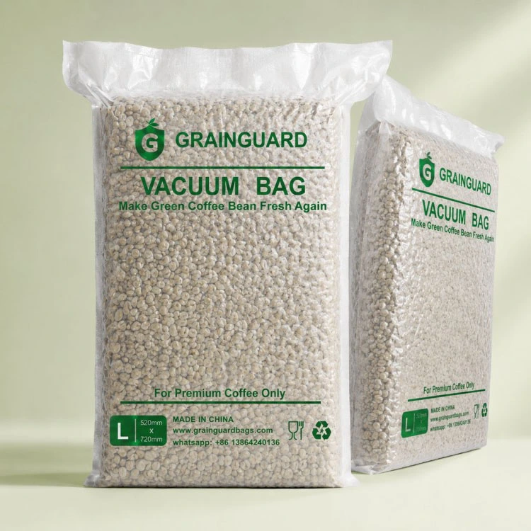 Saco de vácuo hermético em grão de café verde