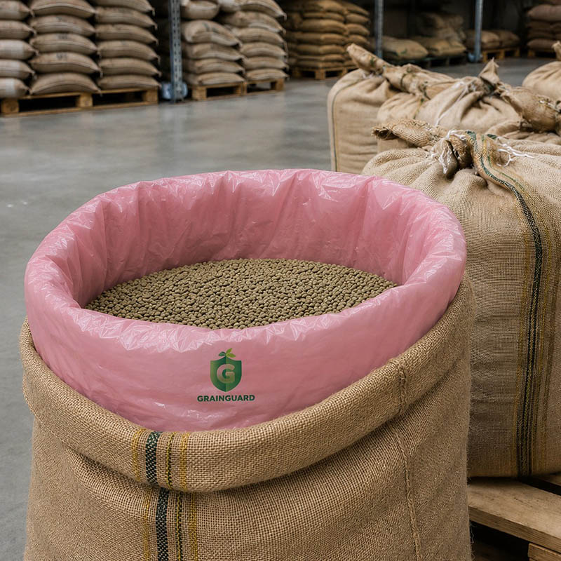Forro interno de juta hermético para armazenamento de café