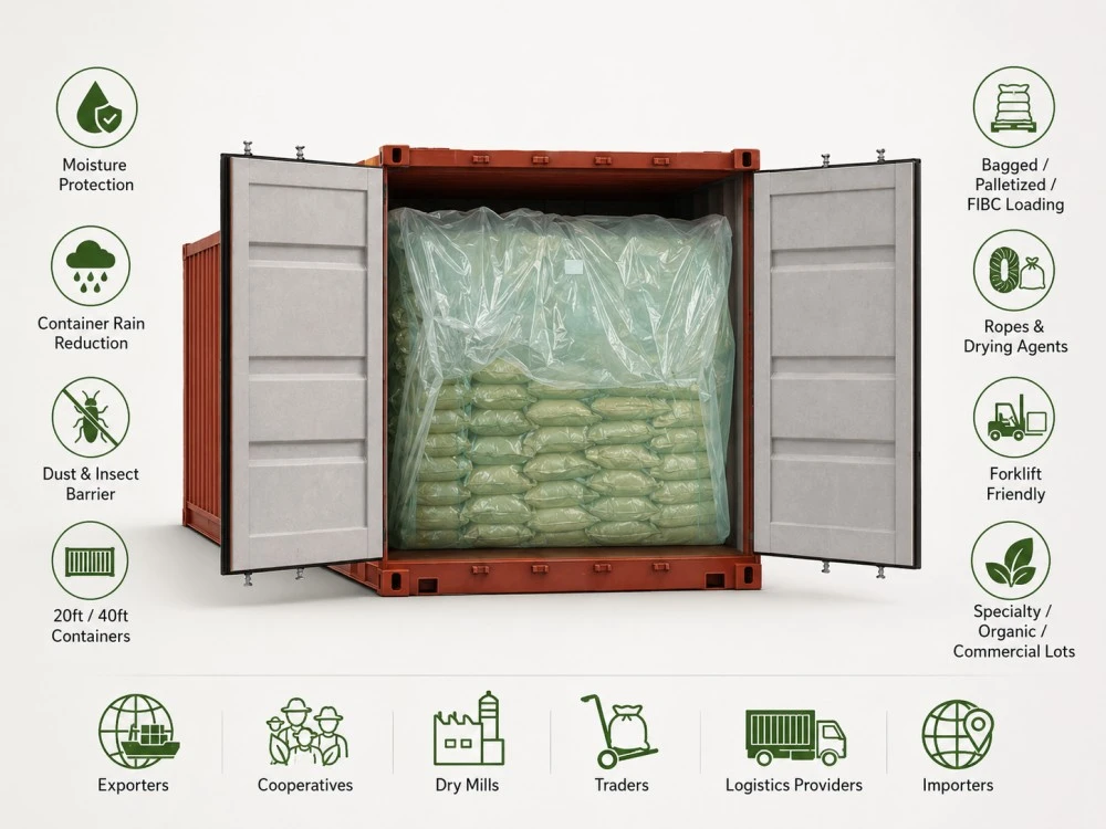 Hermetic Bulk Container Liner Green Coffee Bean
